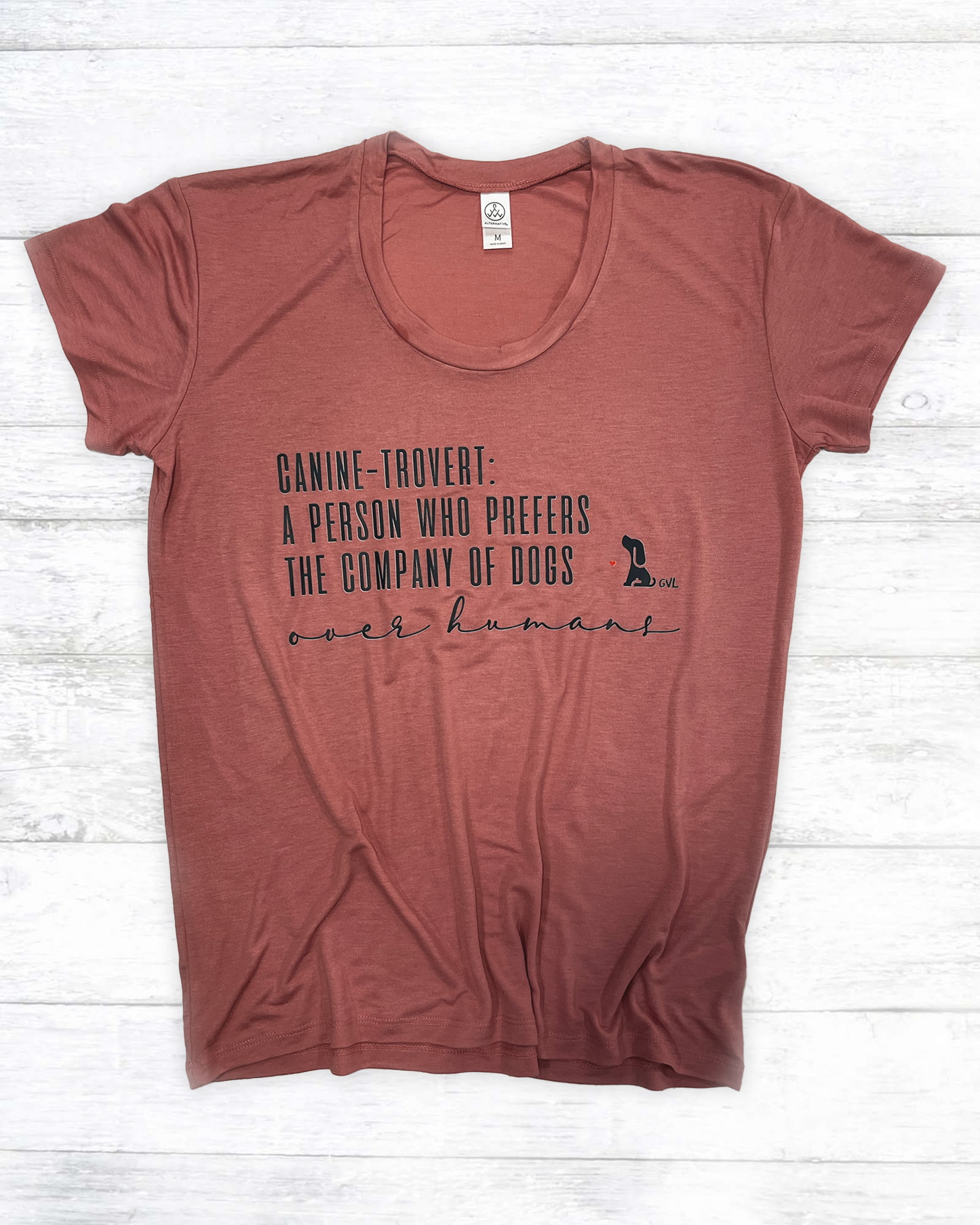 Women's "Canine-trovert: A Person Who Prefers The Company of Dogs Over Humans" Slinky Jersey Tee