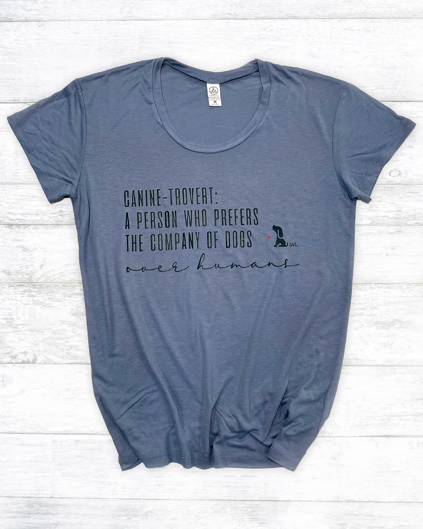 Women's "Canine-trovert: A Person Who Prefers The Company of Dogs Over Humans" Slinky Jersey Tee